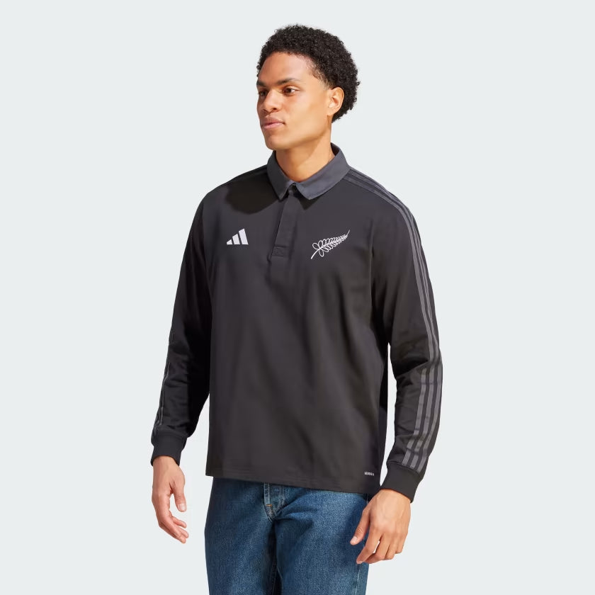 All Blacks Long Sleeve Rugby Polo Shirt Rugbymagazijn