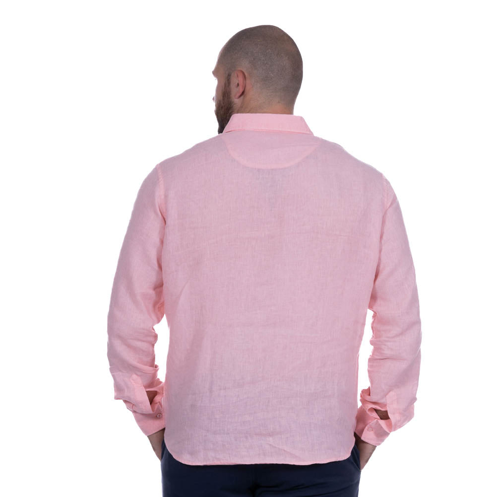 Ruckfield Light Pink Linen Shirt with Long Sleeves