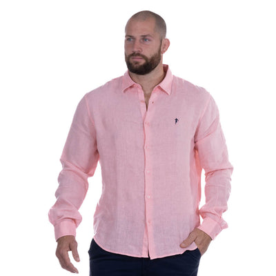 Ruckfield Light Pink Linen Shirt with Long Sleeves