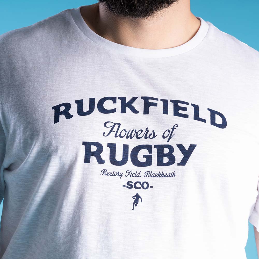 T-Shirt Ruckfield Flowers or Rugby White