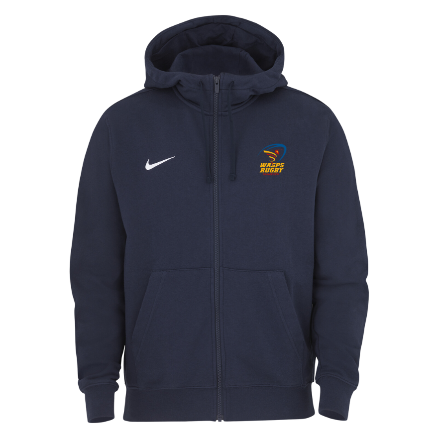 RC The Wasps Nike Heren Team Club Full Zip Hoodie Ft Navy