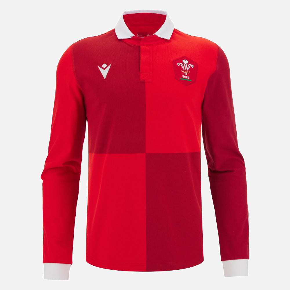 Macron Wales Rugby Thuisshirt Lange Mouwen Katoen