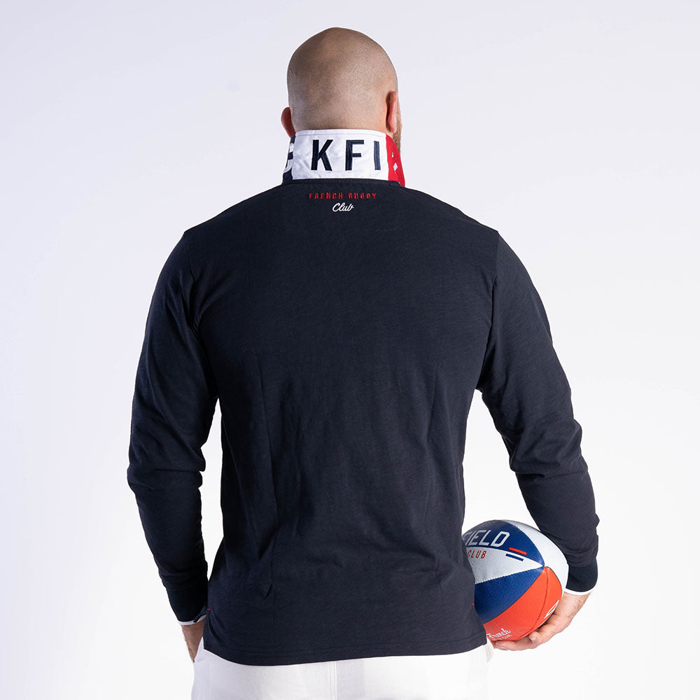 Ruckfield French Rugby Club Navy Long Sleeve Polo