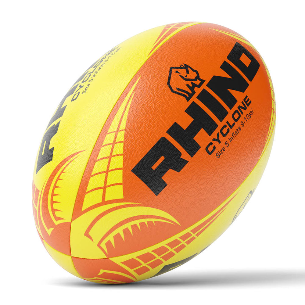 Rhino Cyclone Rugbybal Geel/Oranje Maat 3