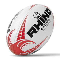 Rhino Cyclone Rugbybal Wit/Rood Maat 5