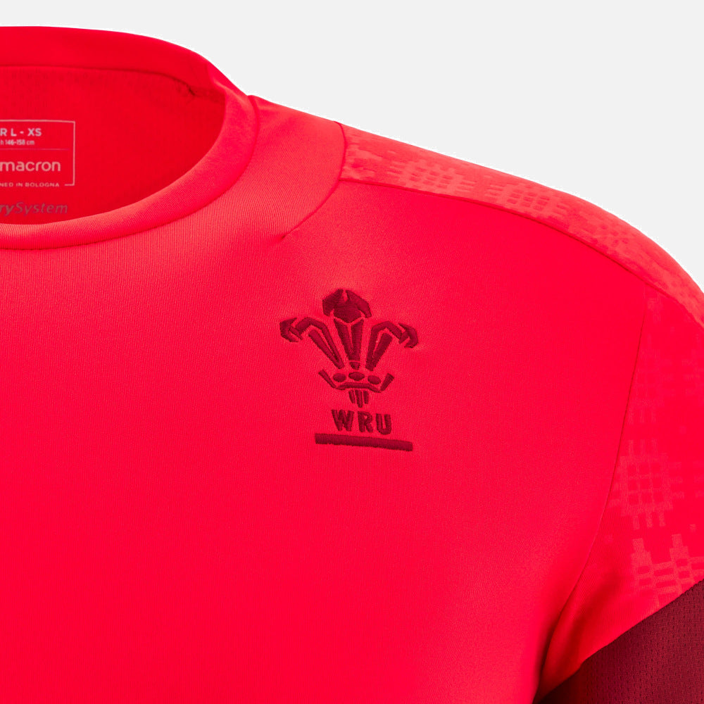 Macron Rugby Wales 2025/26 Rood Training T-shirt Kids