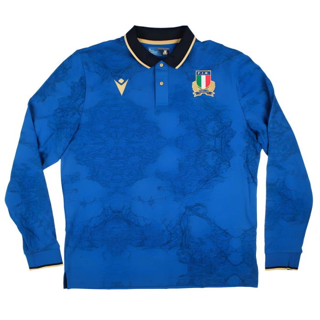 Macron Italië Rugby Thuisshirt Lange Mouwen Katoen Senior